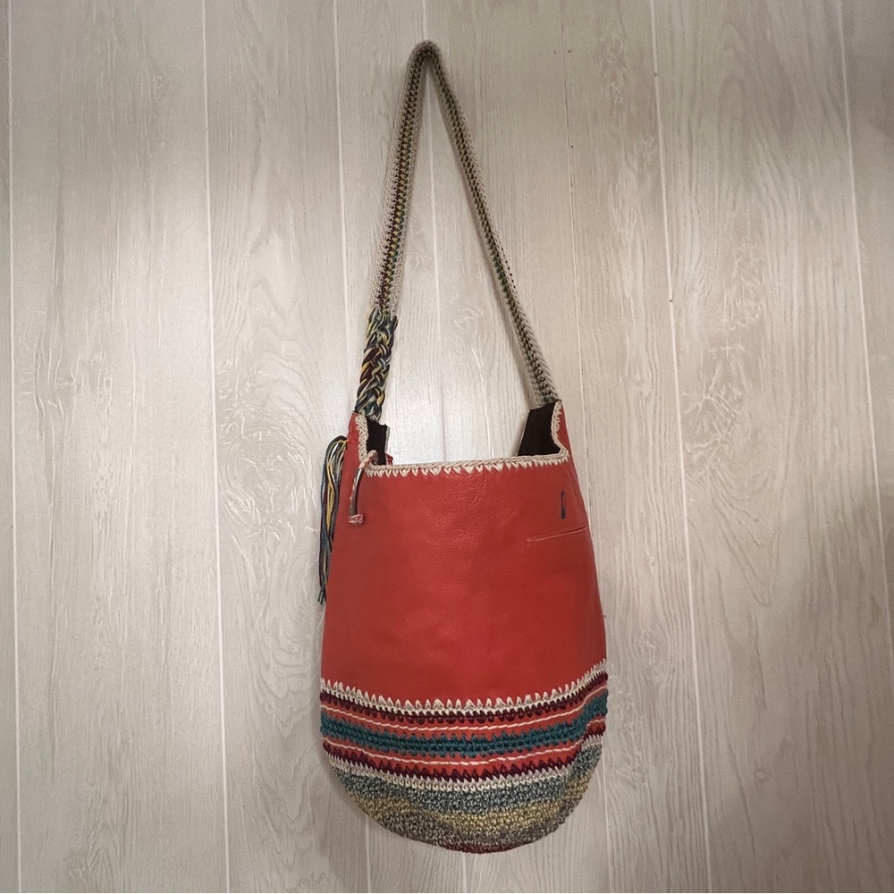 The Sak Leather Crocheted Hobo Bag - Rare